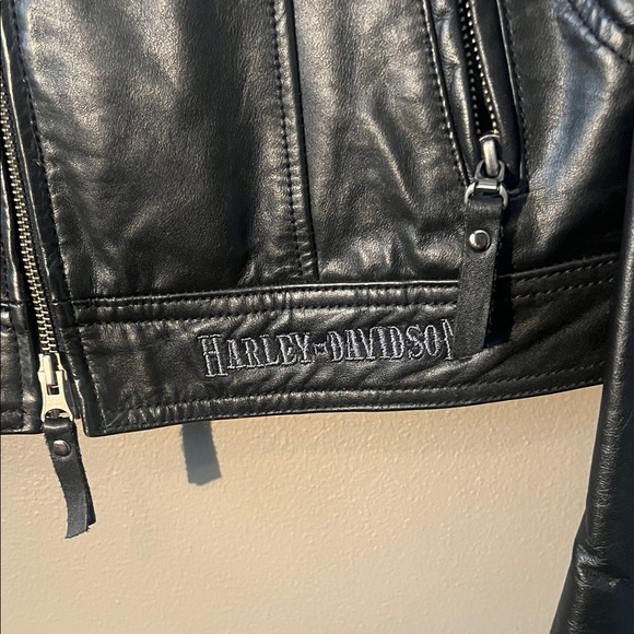Vintage Harley-Davidson paradise flare Black Leather Jacket size large - Picture 3 of 9